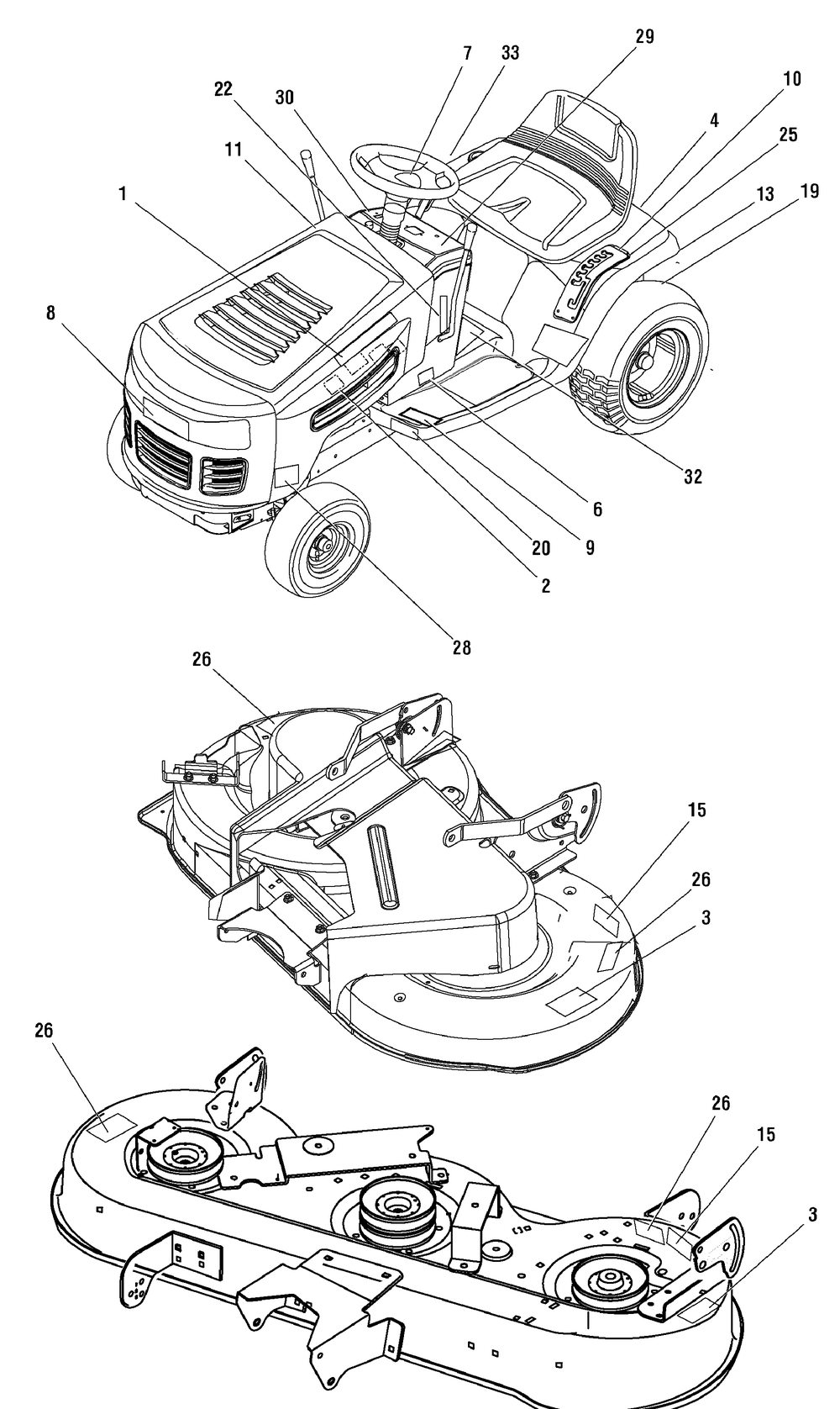 Decal Group Diagram and Parts List for 7800400-ELT22460H 2009 Briggs and Stratton Lawn Tractor